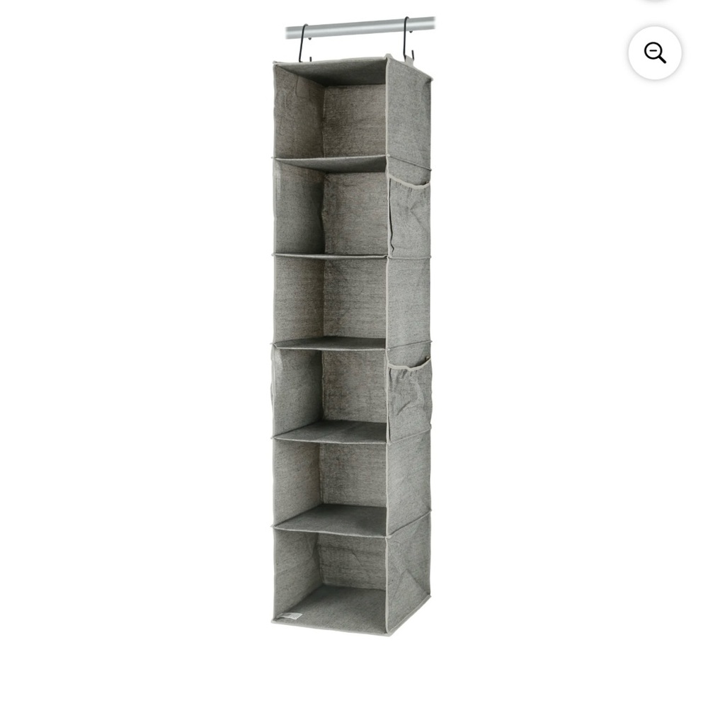6-Shelf Hanging Polyester and Cotton Closet Organizer with 3 Side Pockets